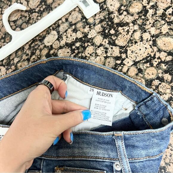 NWT Hudson Brix High Rise Cropped Bootcut Denim Blue Jeans Distressed Size 26 - Picture 5 of 6